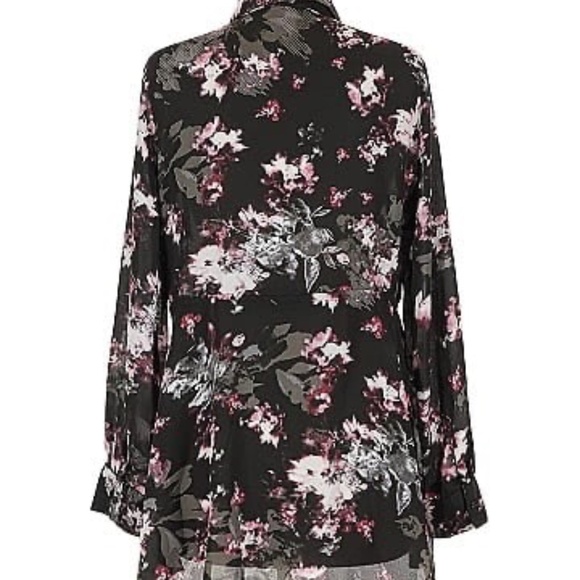 Floral Button Up Blouse with Optional Drawstring Waist - Picture 3 of 8